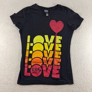 The Beatles Love T-Shirt Womens Large Black Spellout Graphic Cotton Short Sleeve